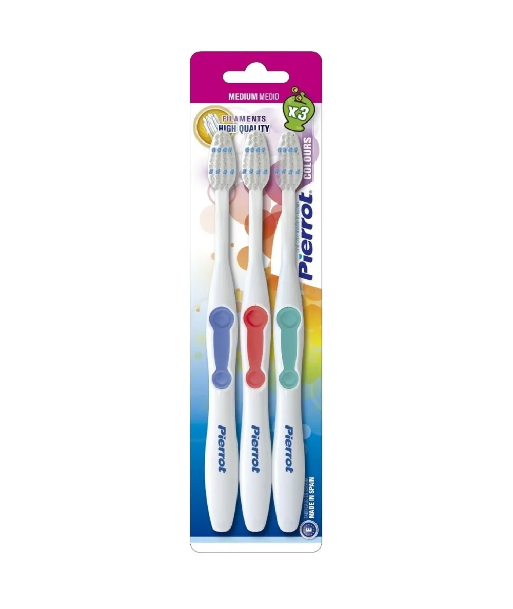 PIERROT Cepillo Dental Action Medio 3 U| Cepillos