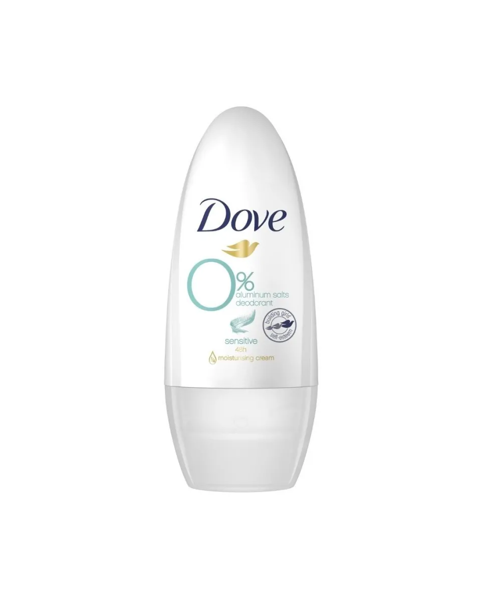 DOVE Desodorante Unisex Roll-On 0% Aluminio Sensitive 50 Ml| Desodorantes Unisex