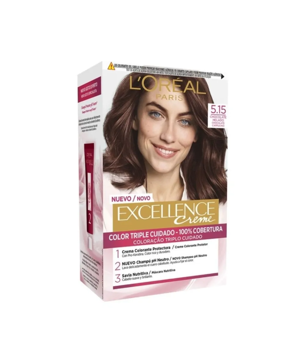 L'OREAL TINTE EXCELLENCE Excellence Creme Tinte 5.15 Chocolate Helado| Tinte Permanente