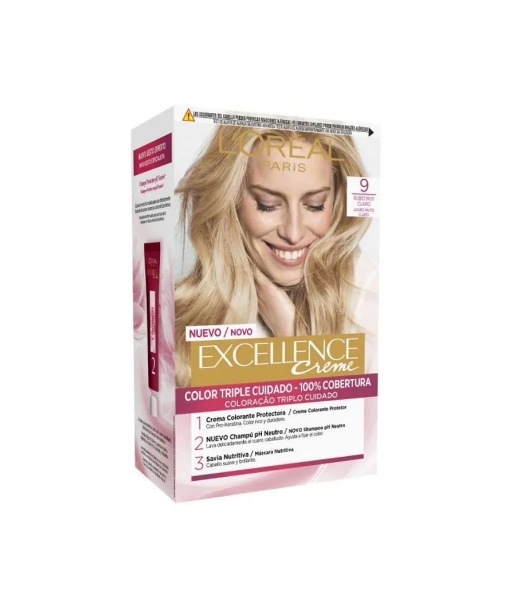 L'OREAL TINTE EXCELLENCE Excellence Creme Tinte 9 Rubio Muy Claro| Tinte Permanente