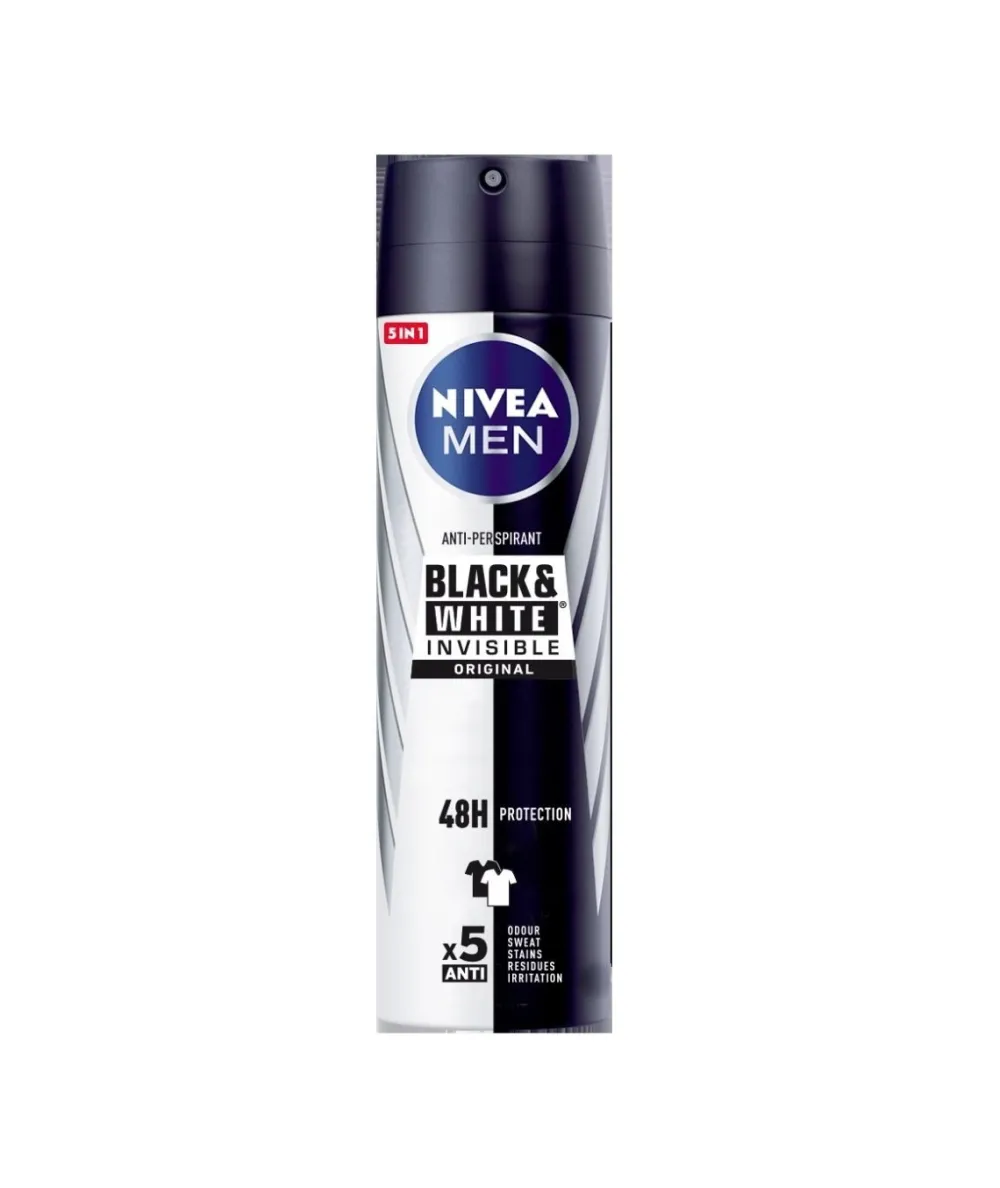NIVEA Men Black & White Invisible Original Spray Desodorante 200 Ml| Desodorantes Hombre