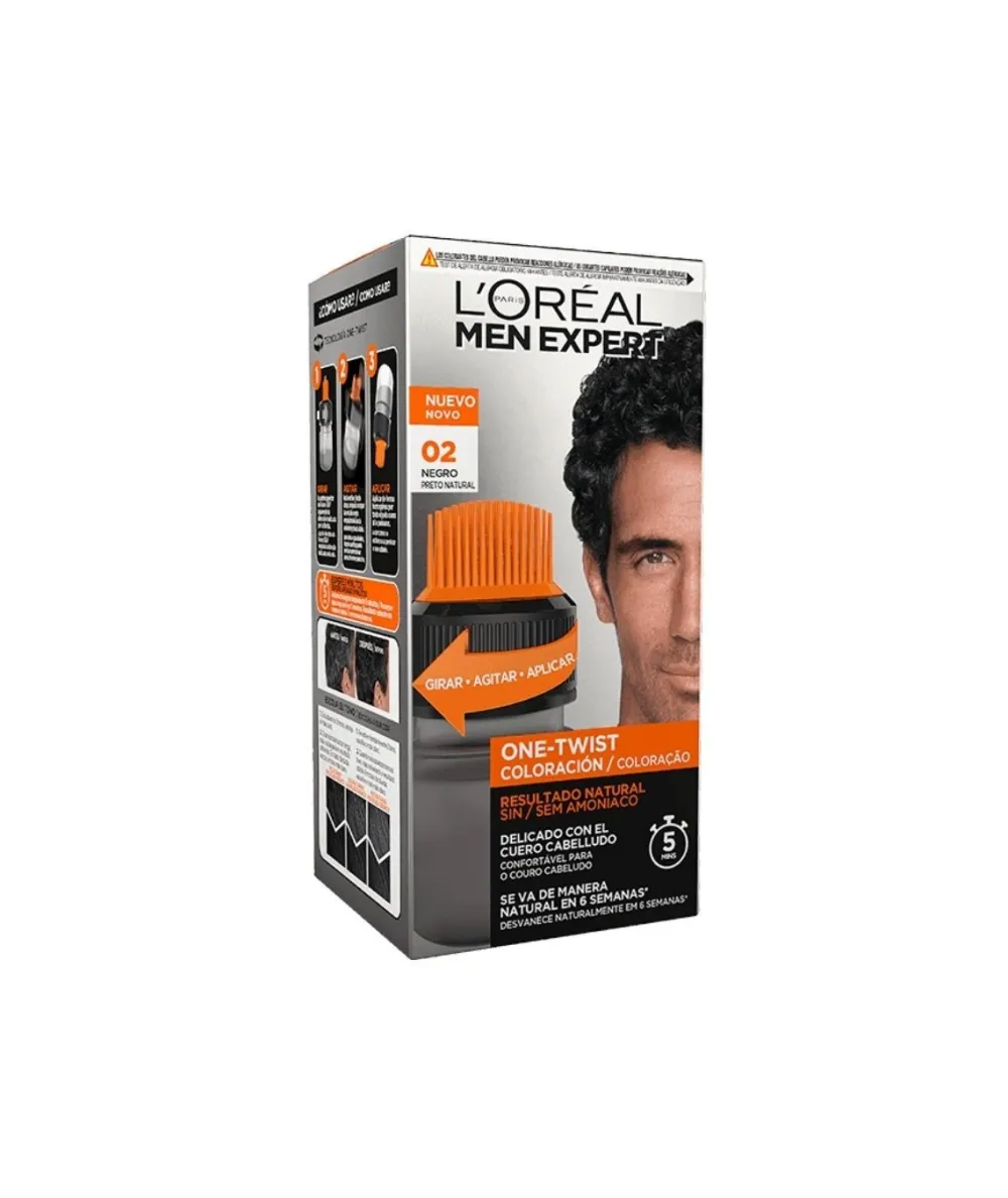 L'OREAL MEN EXPERT Tinte Capilar Para Hombres One Twist 02 Negro| Retoques Y Mechas